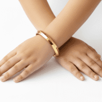 Silver Child Kada With Gold Polish