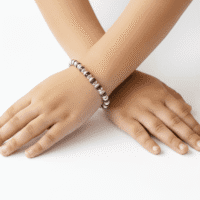 CHILD SILVER KADA WITH BLACK MOTI